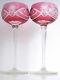 VAL ST LAMBERT CRANBERRY CASED TO CLEAR CUT CRYSTAL WINE GOBLET Set of 2