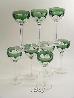 VAL St LAMBERT Crystal OSRAM Cut Coloured Wine Glasses Set of 8