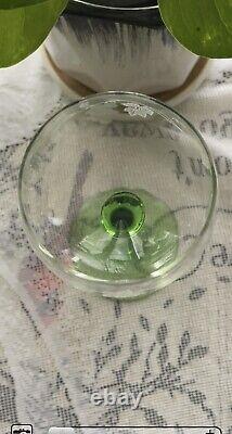 VASELINE GLASS URANIUM ETCHED GRAPES & VINES WINE GLASSES Set of 4 Vintage