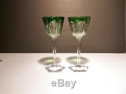 VINTAGE Baccarat HARCOURT (1841-) Set of 2 Rhine Wine Emerald Green 7 3/8