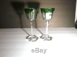 VINTAGE Baccarat HARCOURT (1841-) Set of 2 Rhine Wine Emerald Green 7 3/8