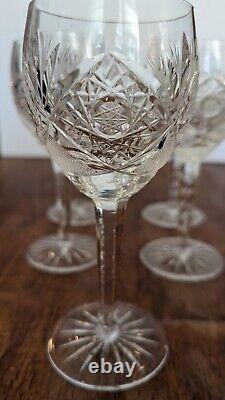 VINTAGE MID CENTURY CZECH Cut Crystal GLASS Goblet Cordial SET 8 STEMWARE Wine