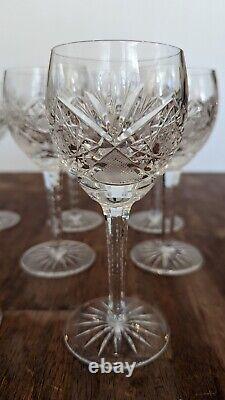 VINTAGE MID CENTURY CZECH Cut Crystal GLASS Goblet Cordial SET 8 STEMWARE Wine