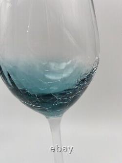 VTG 2000s Pier 1 Blue Crackle White Wine Glasses Set of 4 Blown Glass