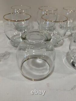 VTG Clear Glass with Gold Rim Drinking Bar Glasses -Set of 32 (4 Different Sizes)