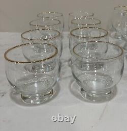 VTG Clear Glass with Gold Rim Drinking Bar Glasses -Set of 32 (4 Different Sizes)