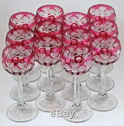 Val St Lambert set of 12 Cut Crystal Wine Goblets