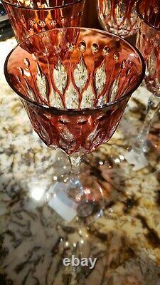 Varga Renaissance Crystal Raspberry Wine Hocks, Set of 4 Czechoslovakian