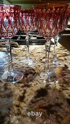 Varga Renaissance Crystal Raspberry Wine Hocks, Set of 4 Czechoslovakian