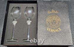 Versace Medusa Rosenthal Crystal White Wine Glasses Set withBox