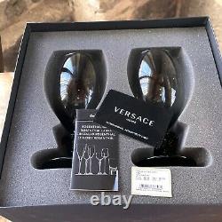 Versace Meets Rosenthal Set of 2 Lumiere Haze Medusa White Wine Glasses
