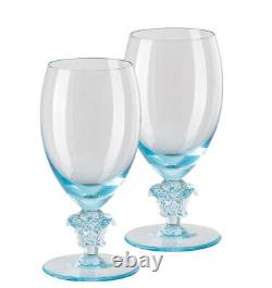 Versace Rosenthal Medusa Lumiere Teal 2nd Edition Set 2 Pcs White Wine Glasses