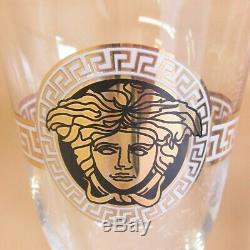 Versace Set Of Six Clear Wine Glasses In Gold Finish
