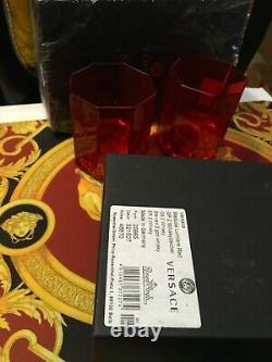 Versace Whiskey Set Of 2 Glasses Medusa Red Vodka Wine Luxury Gift New Box Sale