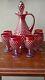 Very Rare Red Carnival Hobnail Wine Set made by Fenton for Lois Ratcliff