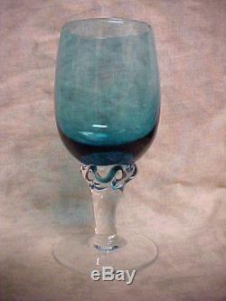 Very Vintage DECANTER & STEM GLASS SET Beverage / Wine Aqua Marine Blue Rare