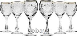 Victoria Bella TM6874G, 10 Oz. Hand-Made Crystal Wine Glasses, Gold Rim Set of 6