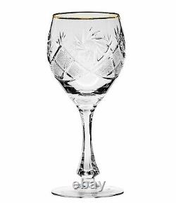 Victoria Bella TM6874G, 10 Oz. Hand-Made Crystal Wine Glasses, Gold Rim Set of 6