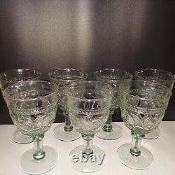 Villeroy Boch Pavillion Footed Green Wine Glasses / Water Goblets Set Of 7