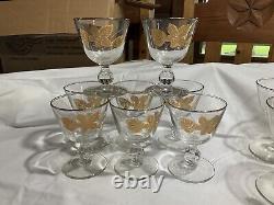 Vintage 1965 Libbey Glassware set Gold Rim with Ice Bucket