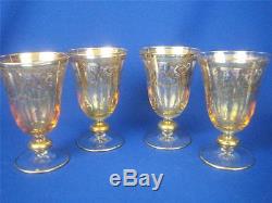 Vintage ARTE ITALICA Iridescent Glass Gilded Swags Set of 4 Wine Goblets