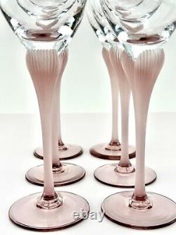 Vintage Art Deco Pink Stemmed Glasses, Wine, or Cordial Glass, Set of 6