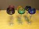 Vintage Bohemian Crystal Cut to Clear Colored Wine 7 1/2 Stems (Set of 6)