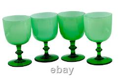 Vintage Carlo Moretti MCM Italian Green Cordial Wine Cocktail Glasses Set Of 4