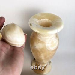 Vintage Classy Onyx Marble Stone Wine Cup Glass Goblet 6 Pc Bar Set Organic