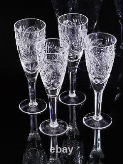 Vintage Crystal Glass, Champagne, Wine, Exquisite. 7 tall. Set of 4, Excellent Condit