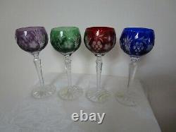 Vintage Crystal Wine Glasses Cut to Clear Multicolored Set of 4 Park Ave Hungary
