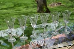Vintage Etched Wine Glasses, Set of 6, Tall Etched Etched Stem Wine glasses