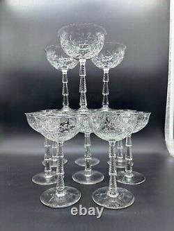 Vintage Fostoria Or Tiffin Champagne Cocktail Glass Optic Etched Ice Cube Set 11