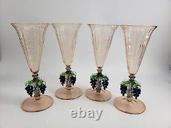 Vintage Hand-Blown Glasses Fritz Lampl Bimini Art Deco Grapes Set of 4