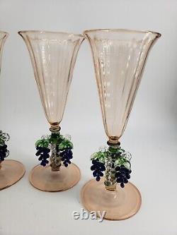 Vintage Hand-Blown Glasses Fritz Lampl Bimini Art Deco Grapes Set of 4