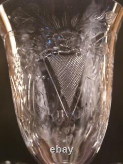 Vintage Hawkes Crystal Cut Etch WATER Wine Stem Goblet Glasses Set 6 Tablescape