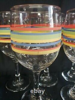 Vintage Libbey Fiesta Mambo Striped wine glasses drink Set of 11