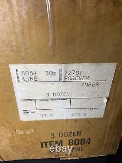 Vintage Libbey Forever Amber Wine Glasses Set of 36 In Original Box 3 OZ 70s 80s
