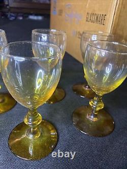 Vintage Libbey Forever Amber Wine Glasses Set of 36 In Original Box 3 OZ 70s 80s