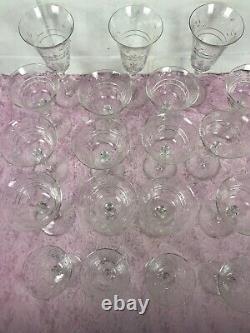 Vintage Libbey Rock Sharpe Crystal Normandy Wine/ Cocktail/ Sorbet Glasses Sets