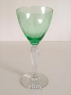 Vintage MID Century European Collected Green Wine Glasses Mixed Set Of 4