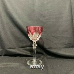 Vintage Multi-Color Bohemian Czech Set of 6 Crystal Cut 71/4 Clear Wine Glasses