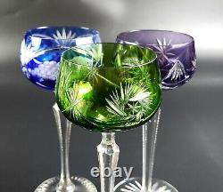 Vintage Multi-Color Cut-Crystal Mix & Match Wine Glasses Set of 3