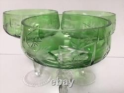 Vintage Nachtmann Traube Crystal Green WineGoblet Glasses SET of 3 MCM Bareware