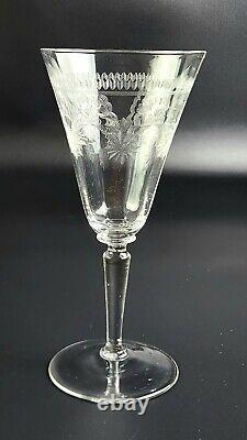 Vintage Needle Etched Wine Glasses 7 3/4 Tall- Set of 4