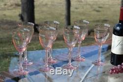 Vintage PINK Optic Glass Wine Glasses, Set of 7, Vintage Pink Depression