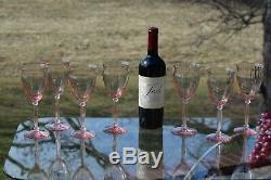Vintage PINK Optic Glass Wine Glasses, Set of 7, Vintage Pink Depression