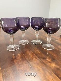 Vintage Purple Wine Glass Set of 4