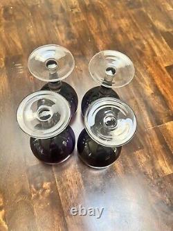 Vintage Purple Wine Glass Set of 4