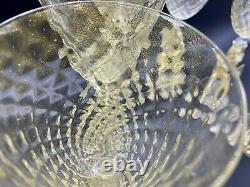 Vintage Salviati Murano Optic Gold Speck Wine Glass Set 6 Dolphin Fish Venetian
